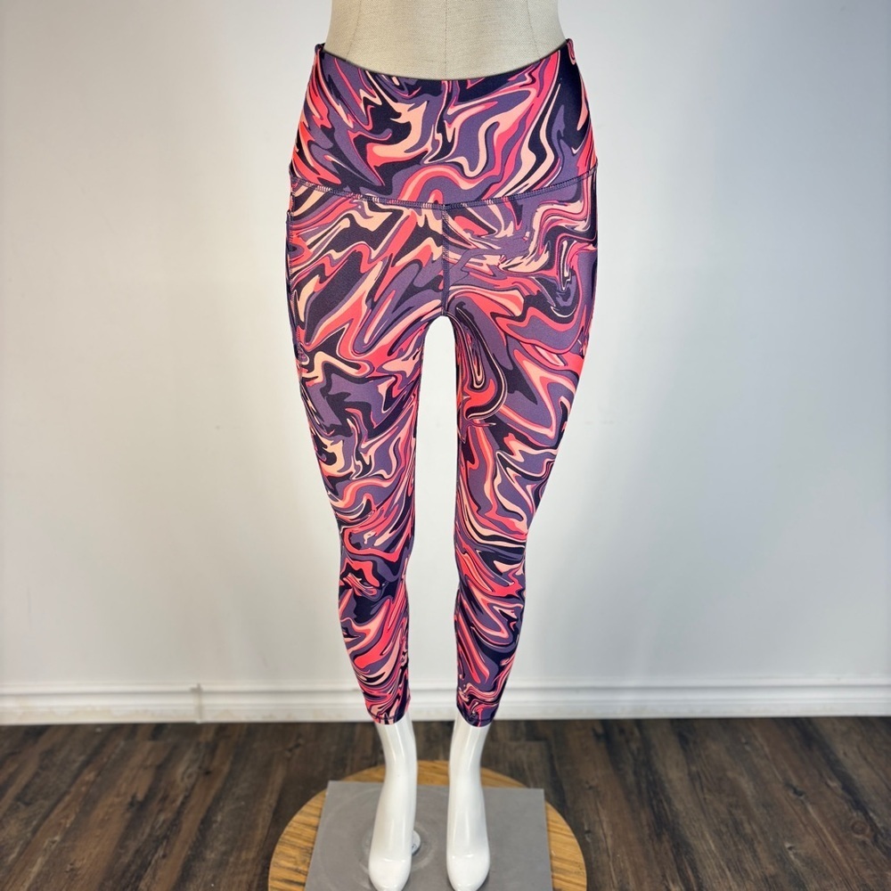 ❤️ Under Armour HeatGear High-Rise Ankle Leggings - Pink Purple Swirl Print S